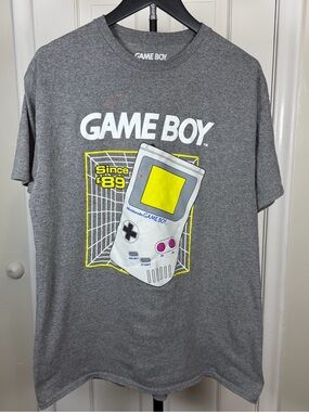 Nintendo Game Boy Graphic Tee - Gray with Yellow & Pink Accents